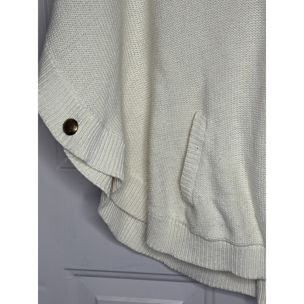LRL Ralph Lauren Women's M Ivory Shawl Collar Sweater Poncho Classic Coastal - Picture 4 of 11